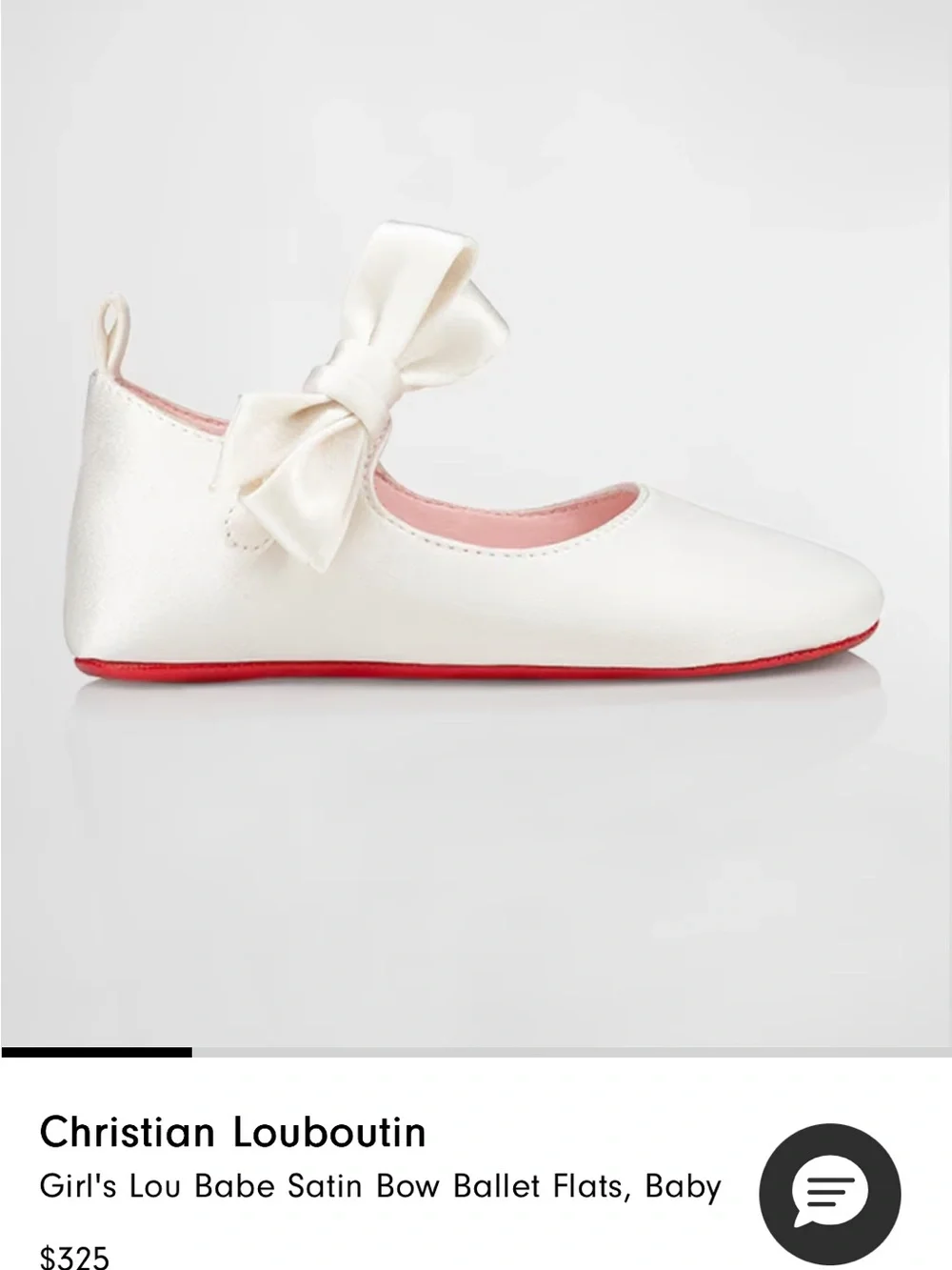 Christian Louboutin Ivory Satin Bow Ballet Flats with Red Sole